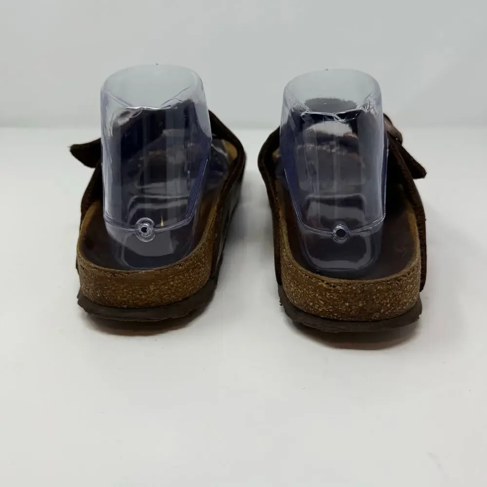 Birkenstock Arizona Sandals 41 (8-8.5 US) Mens Brown Leather Hippie Crunchy - Picture 7 of 12